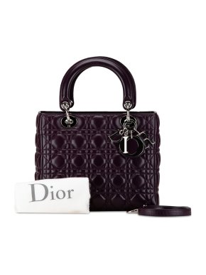 Purple Lambskin Medium Cannage Lady Dior