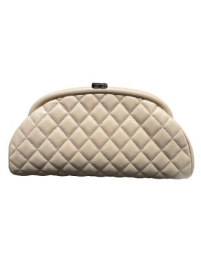 Chanel Beige Leather Mademoiselle Clutch