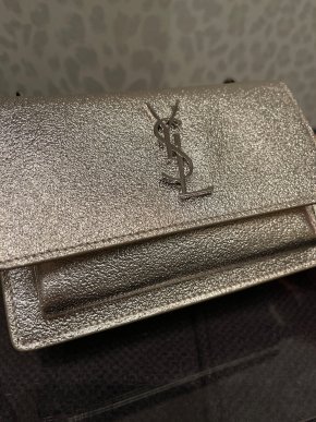 Saint Laurent Silver Metallic Sunset Chain Wallet