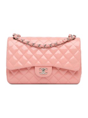 Chanel Pink Patent Jumbo Classic Double Flap
