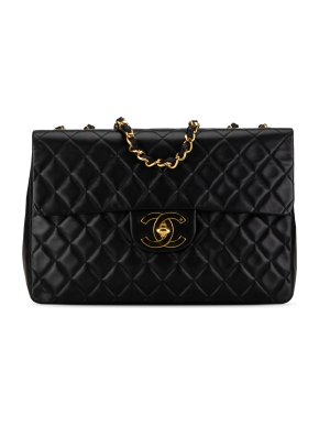 Chanel Classic Black Lambskin SMaxi XL Single Flap