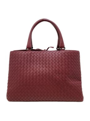 Bottega Veneta Dark Red Intrecciato Milano Tote