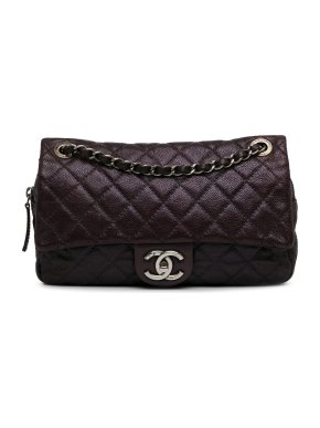 Chanel Purple Caviar Jumbo Classic Easy Zip Flap