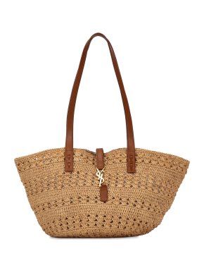 Saint Laurent Natural Raffia Crochet Small Panier