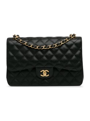 Chanel Black Classic Caviar Jumbo Double Flap