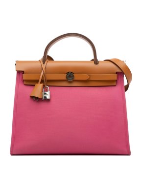 Hermes Pink And Tan Toile Herbag Zip 31