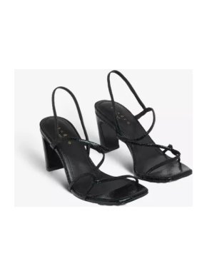 Sandro Black Faye Snakeskin Leather Strappy Sandals