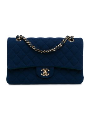 Chanel Black Jersey Medium Double Flap