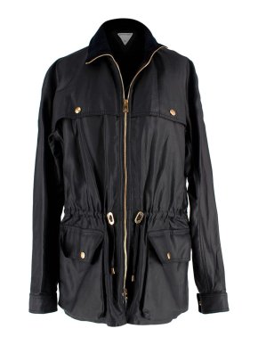 Bottega Veneta Black Coated Cotton Parka