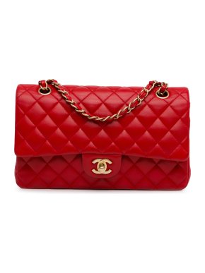 Chanel Red  Lambskin Medium Classic Double Flap