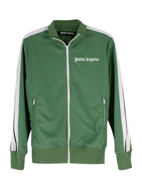 Palm Angels Green Logo Print Track Jacket