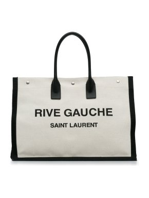 Saint Laurent Black And White Canvas Rive Gauche Tote