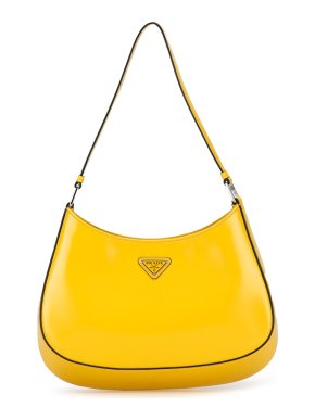 Prada Yellow Brushed Leather Cleo Shoulder Bag