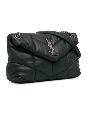 Saint Laurent Khaki Small LouLou Puffer Shoulder Bag
