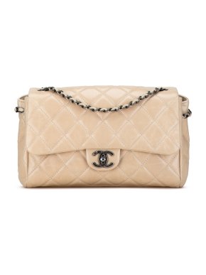 Chanel Beige Medium Quilted Glazed Calfskin Coco Soft Flap Bag