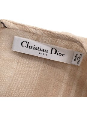 Dior Beige Striped Linen Midi Dress