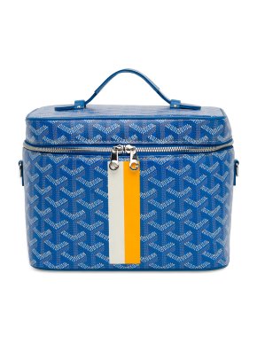 Goyard Blue Goyardine Striped Muse Vanity Case
