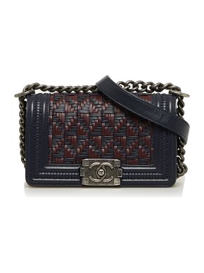 Chanel Navy Small Woven Boy Bag