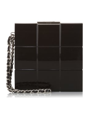 Chanel Black Lucite Minaudiere Perspex Clutch Bag