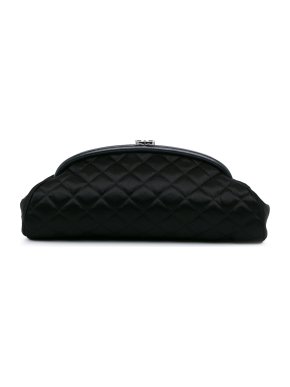 Chanel Black Quilted Satin Timeless Clutch