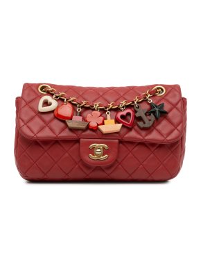 Chanel Red Medium Cruise Charm  Single Flap Bag
