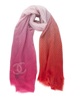 Chanel Pink Ombre Cashmere Scarf with CC Detail