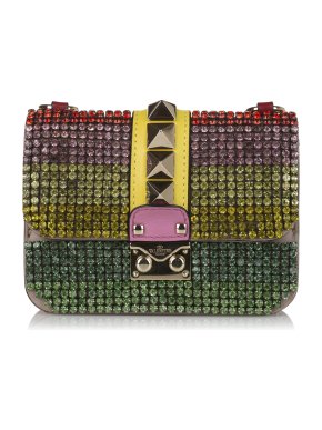 Valentino Crystal Embellished Rockstud Glam Lock Crossbody Bag