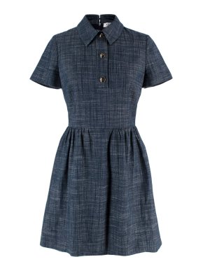 Christian Dior Navy CD Button Detail Mini Dress