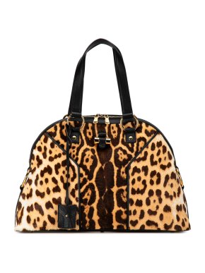Saint Laurent Large Pony Hair Leopard Muse Tote Bag