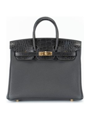 Hermes Black  Touch Birkin 25 Retourne with Gold Hardware