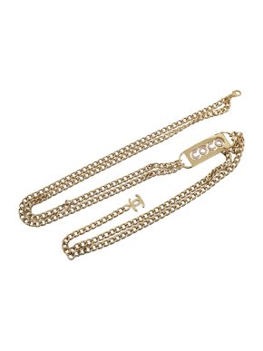 Chanel Rhinestone Coco Name Plate Chain-Link Belt