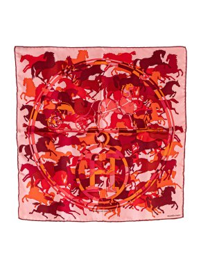 Hermes Pink 'Ex Libris en Camouflage' Silk Scarf