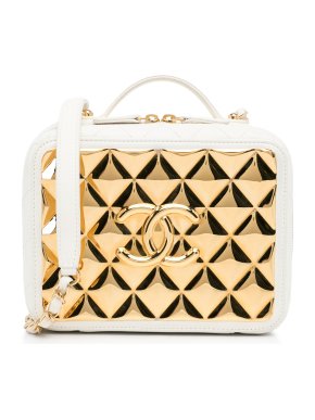 Chanel White and Golden Plate Vanity Case