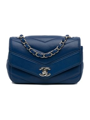 Chanel Blue Caviar Leather Mini Data Center Envelope Flap Bag