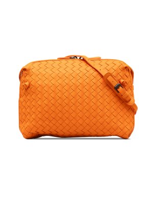 Bottega Veneta Orange Intrecciato Nodini Crossbody Bag