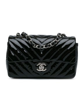 Chanel Black Chevron Mini Rectangular Single Flap Bag