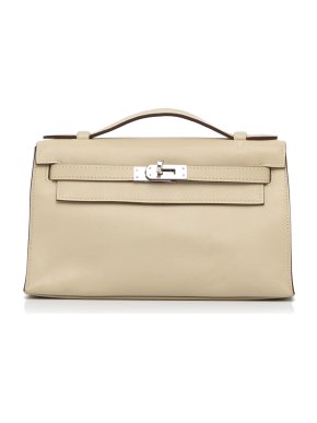 Hermes Kelly Pochette in Swift Leather with Palladium Hardware