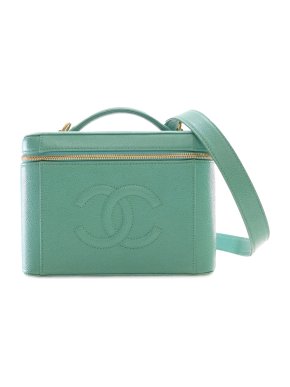 Chanel Mint Green Caviar Leather CC Vanity Case