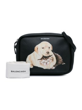 Balenciaga Black Leather Puppy And Kitten S Everyday Crossbody
