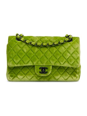 Chanel Green Velvet Medium Double Flap Bag