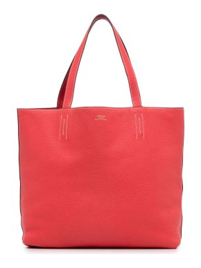 Hermes Red Clemence Double Sens 45 Tote Bag