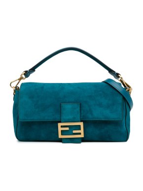 Fendi Teal Suede Medium Baguette Bag