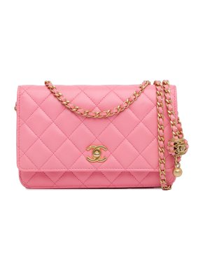 Chanel Pink Lambskin Pearl Crush Wallet On Chain