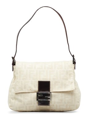 Fendi Cream Zucca Canvas Mamma Forever Baguette Bag