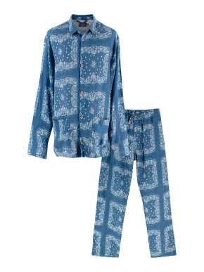 Desmond & Dempsey Unisex Blue Paisley Print Pyjama Set