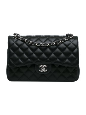 Chanel Black Jumbo Classic Lambskin Double Flap Bag