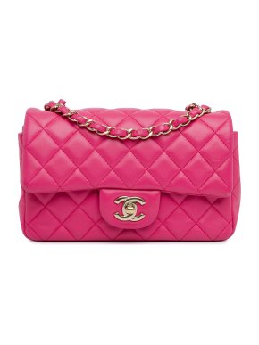 Chanel Pink Lambskin Mini Rectangular Single Flap Bag