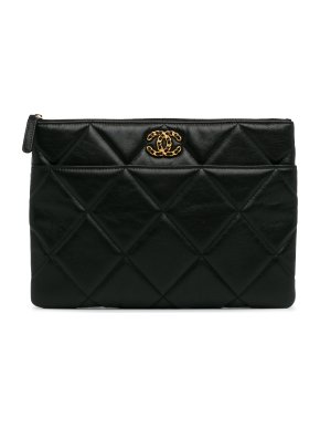 Chanel Black Lambskin 19 Clutch Bag