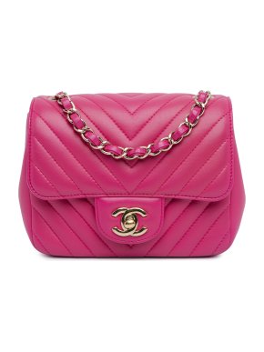 Chanel Pink Chevron Mini Square Flap Bag