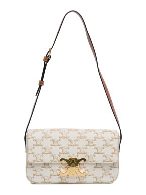 Celine Cream Triomphe Claude Shoulder Bag